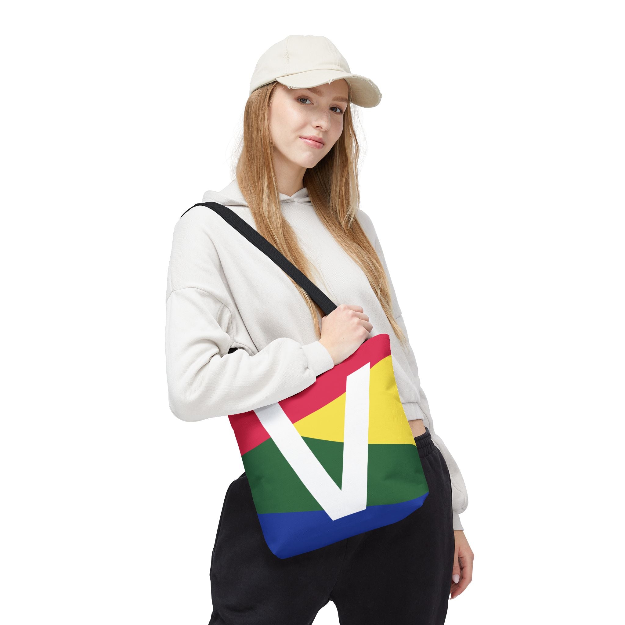 Monogram 'V' Colorblock Tote Bag — Personalized Initial V Shoulder Tote