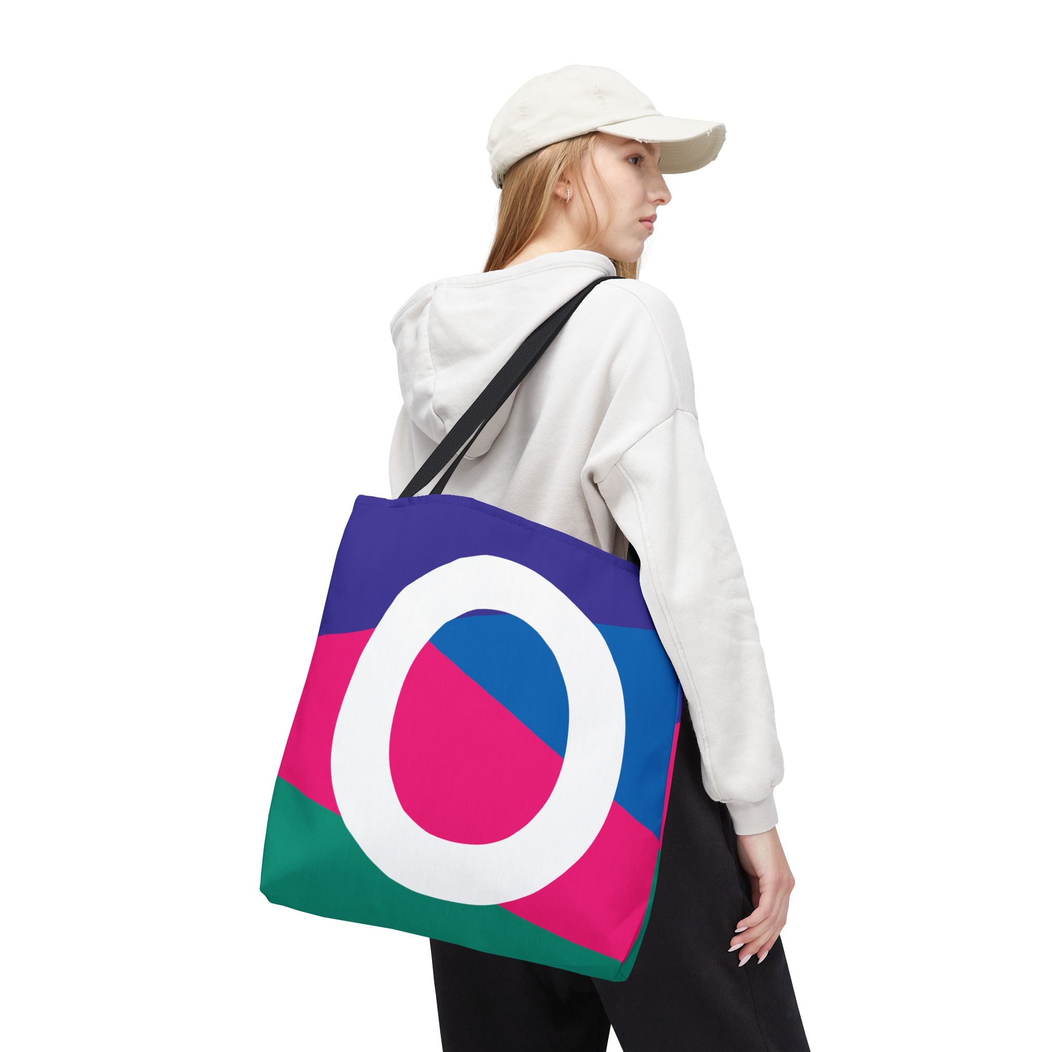 Monogram 'O' Colorblock Tote Bag — Personalized Initial O Shoulder Tote