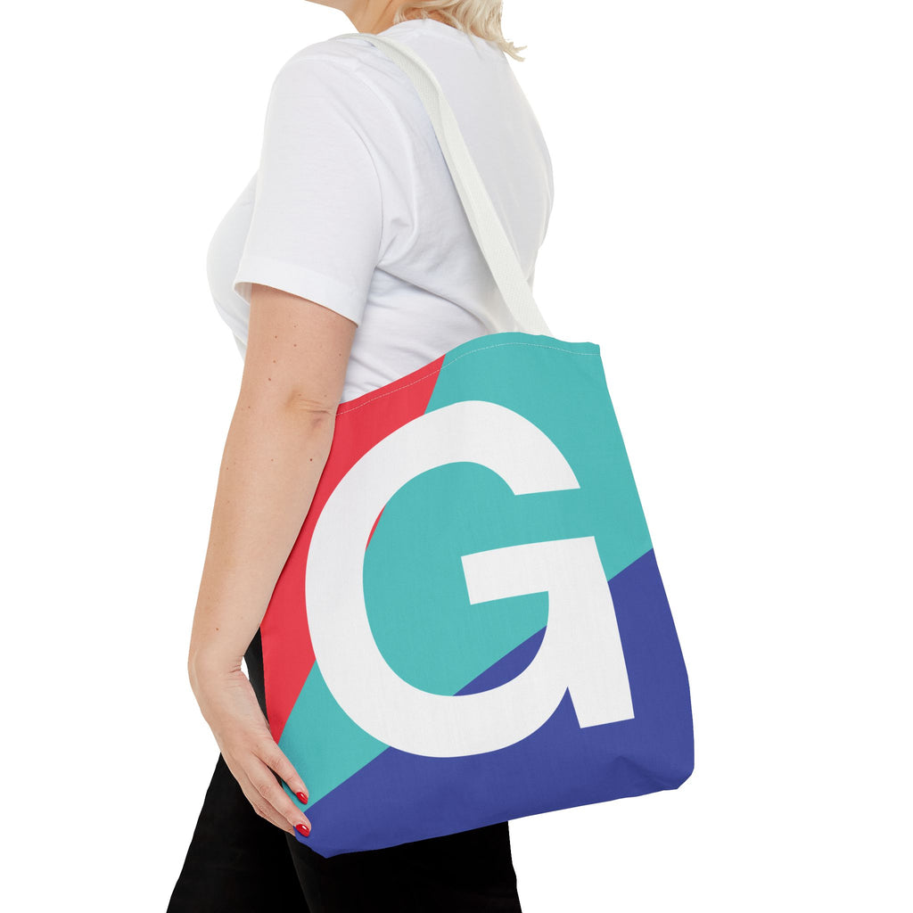 Monogram 'G' Colorblock Tote Bag — Personalized Initial G Shoulder Tote