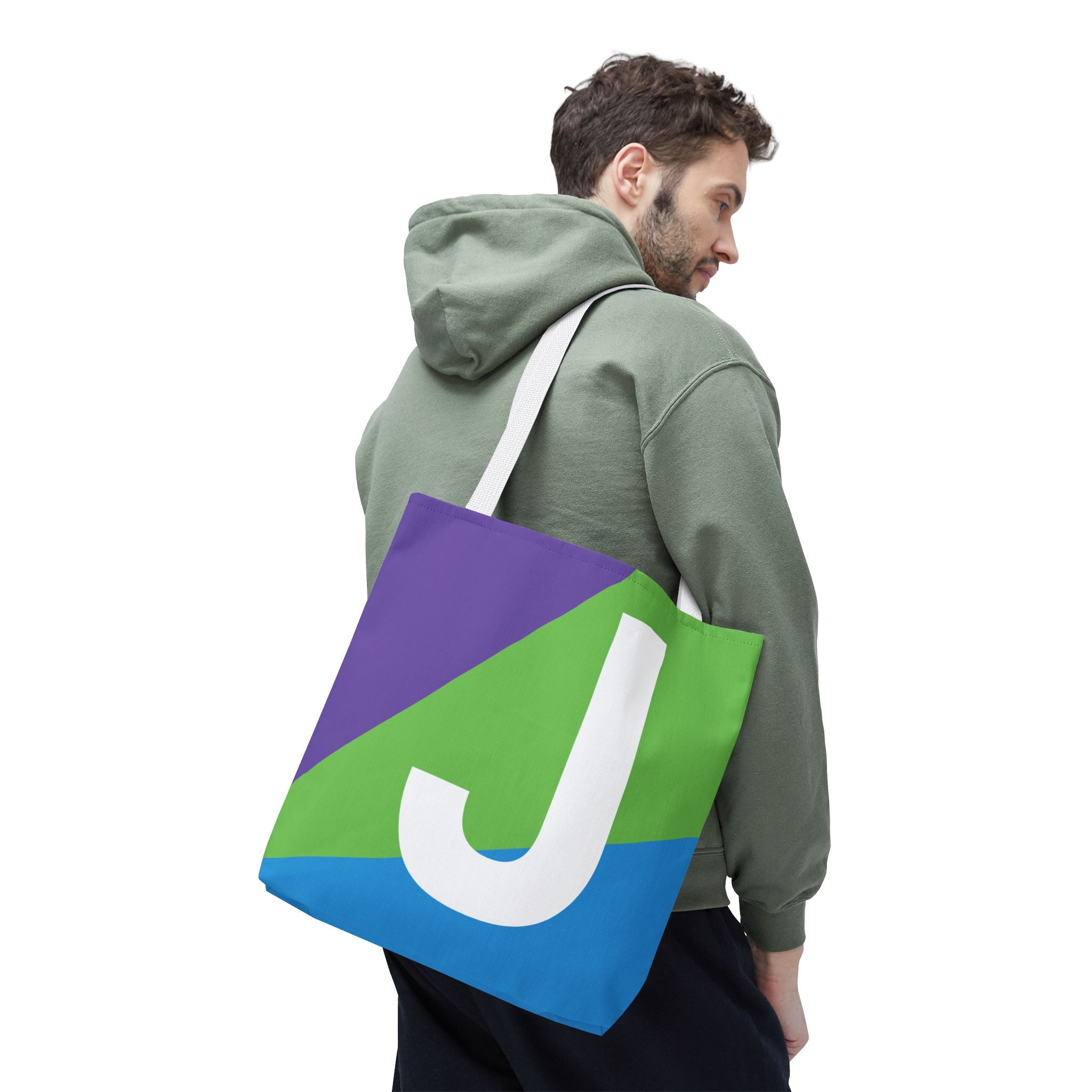 Monogram 'J' Colorblock Tote Bag — Personalized Initial J Shoulder Tote