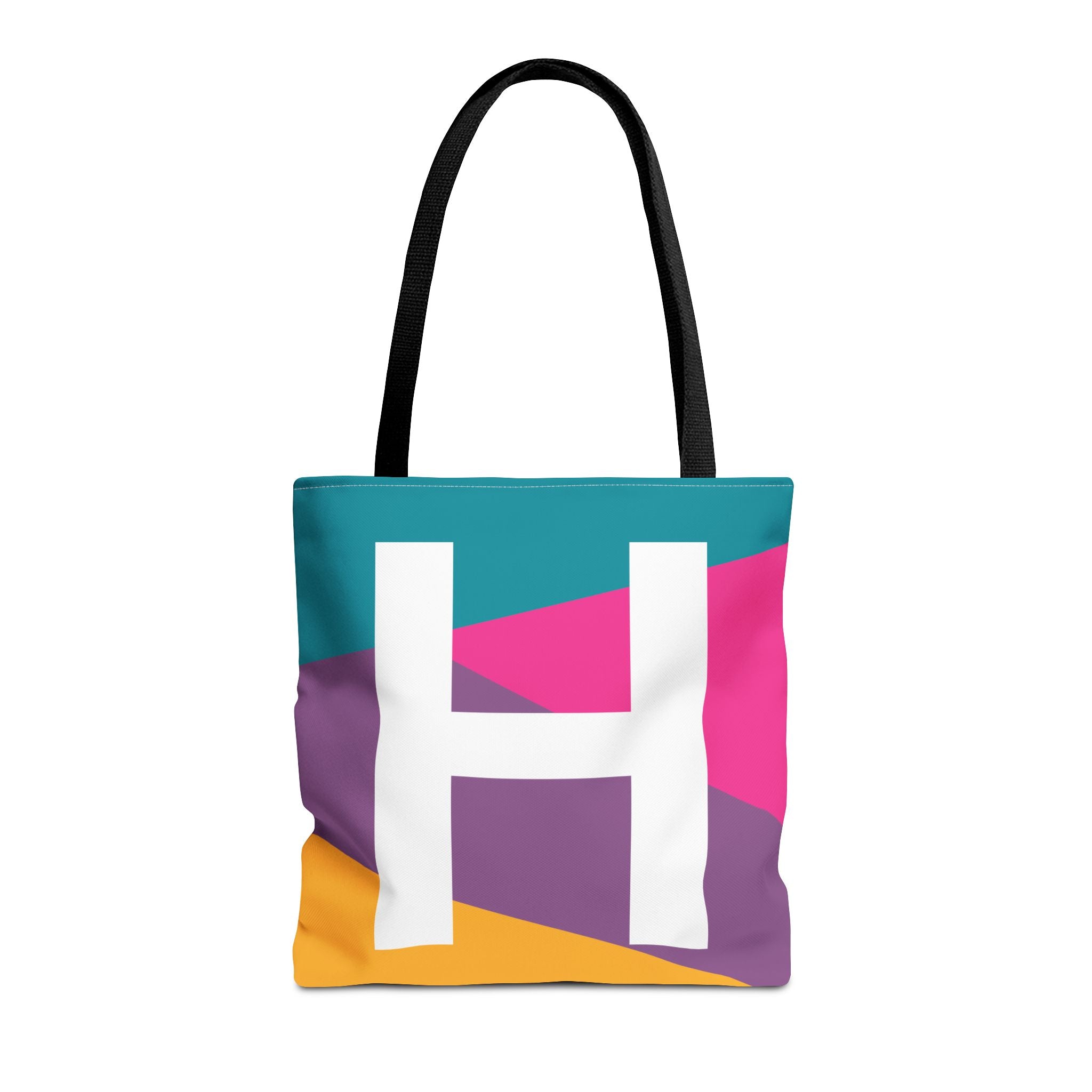Monogram 'H' Colorblock Tote Bag — Personalized Initial H Shoulder Tote