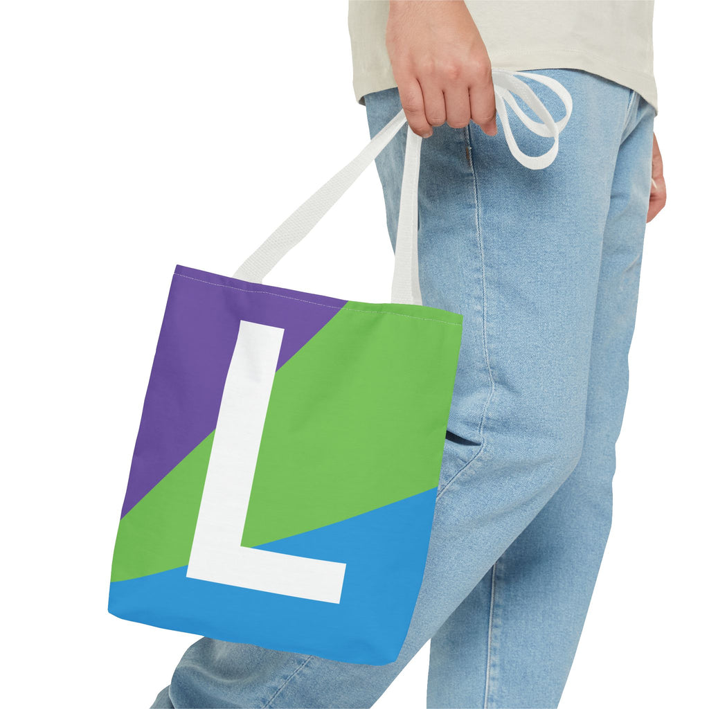 Monogram 'L' Colorblock Tote Bag — Personalized Initial L Shoulder Tote