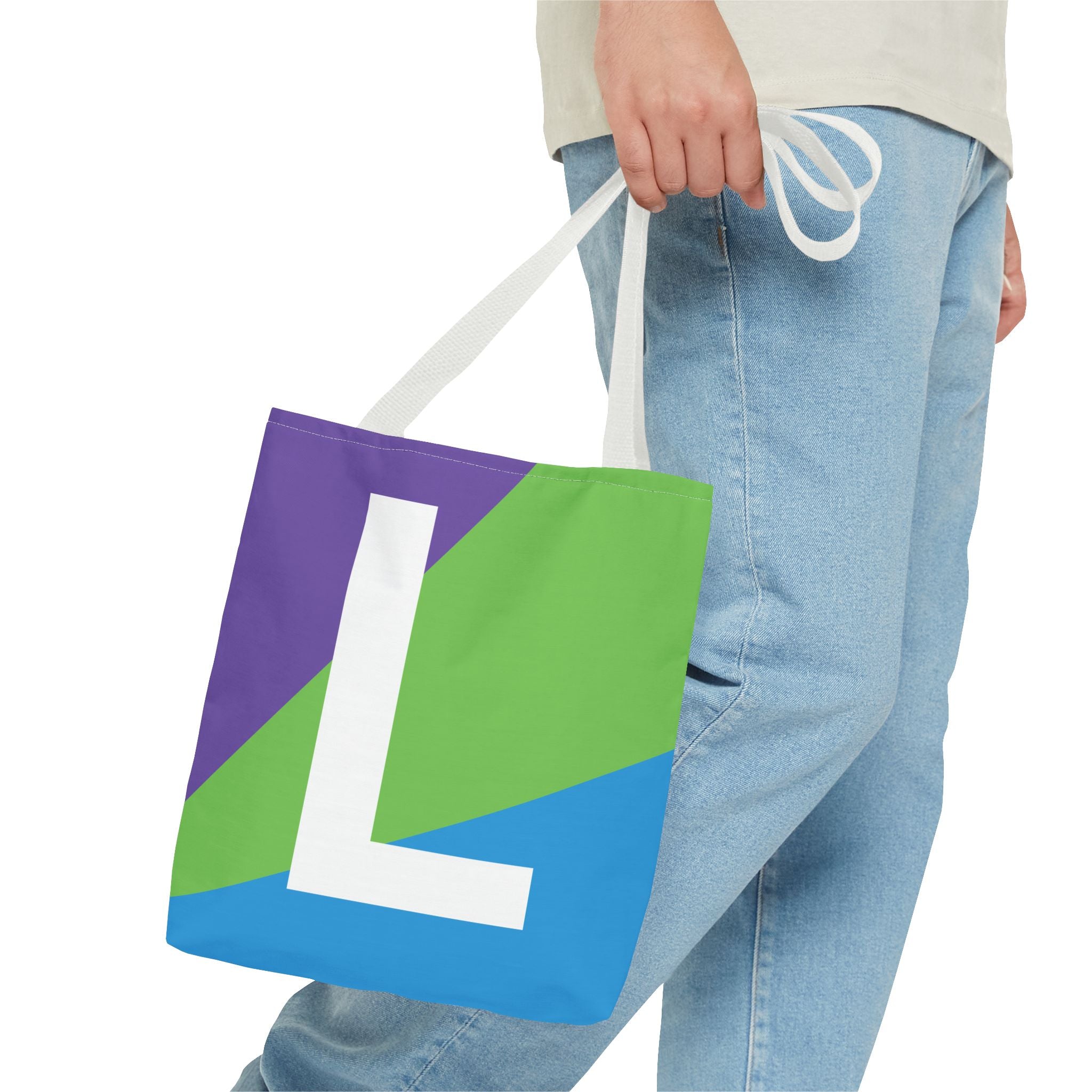 Monogram 'L' Colorblock Tote Bag — Personalized Initial L Shoulder Tote