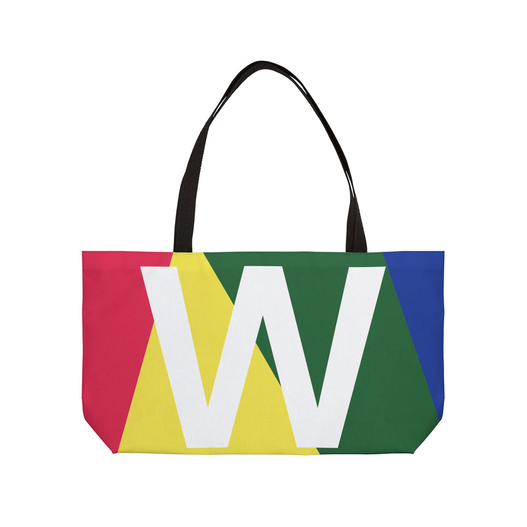 Personalized 'W' Colorblock Tote Bag — Monogram Weekender Tote