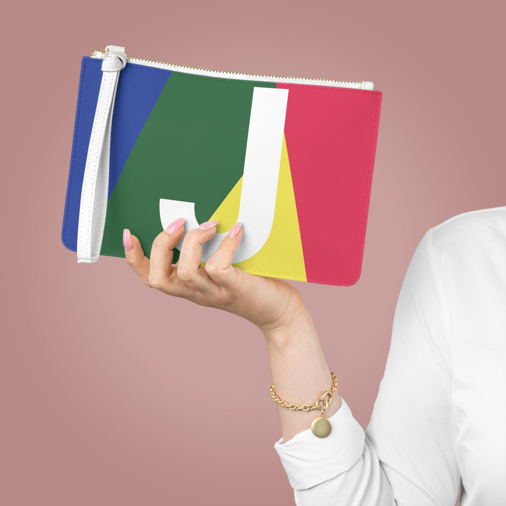 Monogram 'J' Colorblock Clutch Bag — Bold Geometric Wristlet for Everyday & Gifts