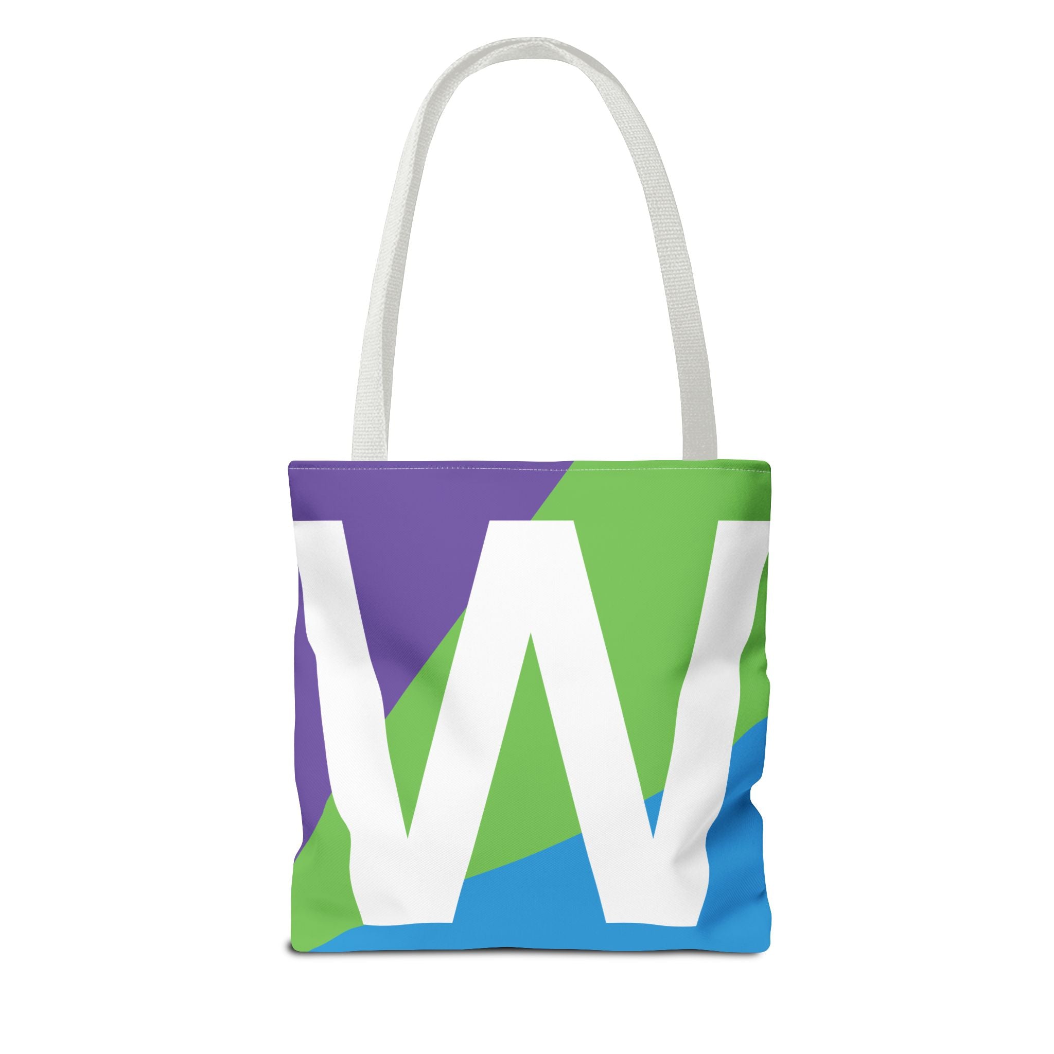 Monogram 'W' Colorblock Tote Bag — Personalized Initial W Shoulder Tote