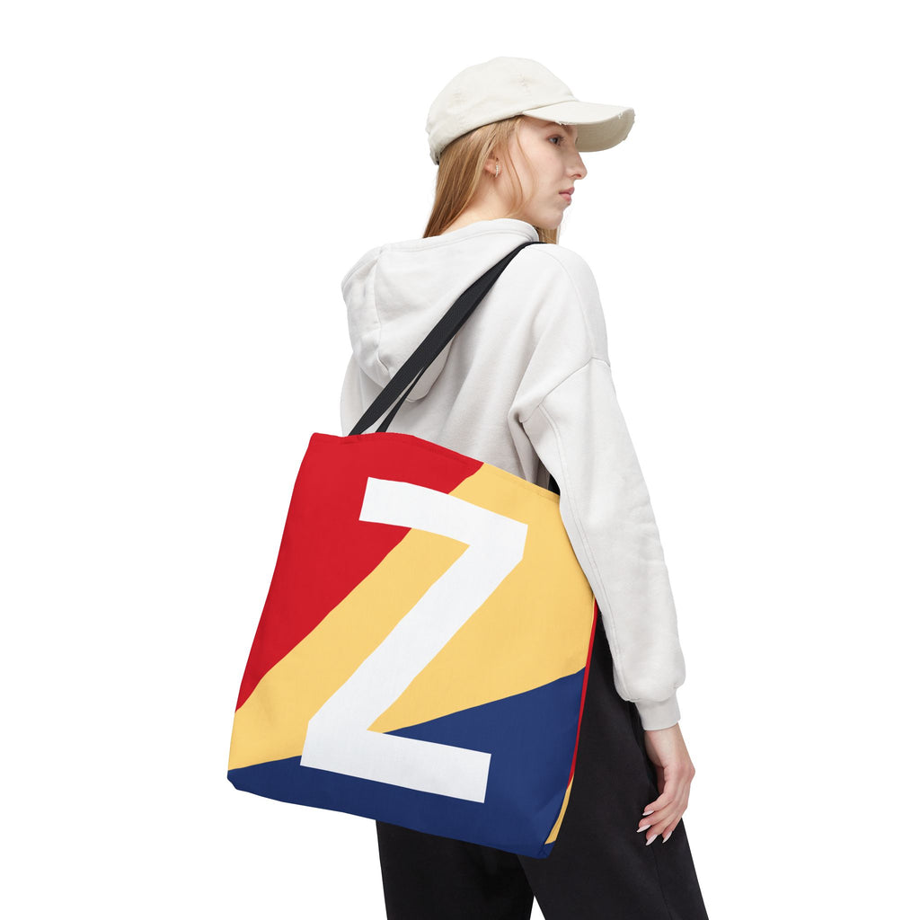 Monogram 'Z' Colorblock Tote Bag — Personalized Initial Z Shoulder Tote