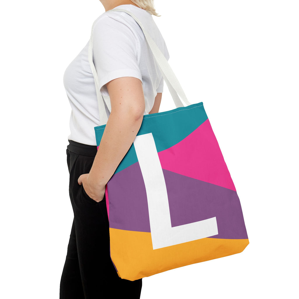 Monogram 'L' Colorblock Tote Bag — Personalized Initial L Shoulder Tote