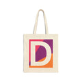 Initial D Colorblock Canvas Tote Bag — Monogram Letter D Reusable Grocery Tote