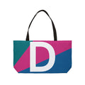 Personalized 'D' Colorblock Tote Bag — Monogram Weekender Tote
