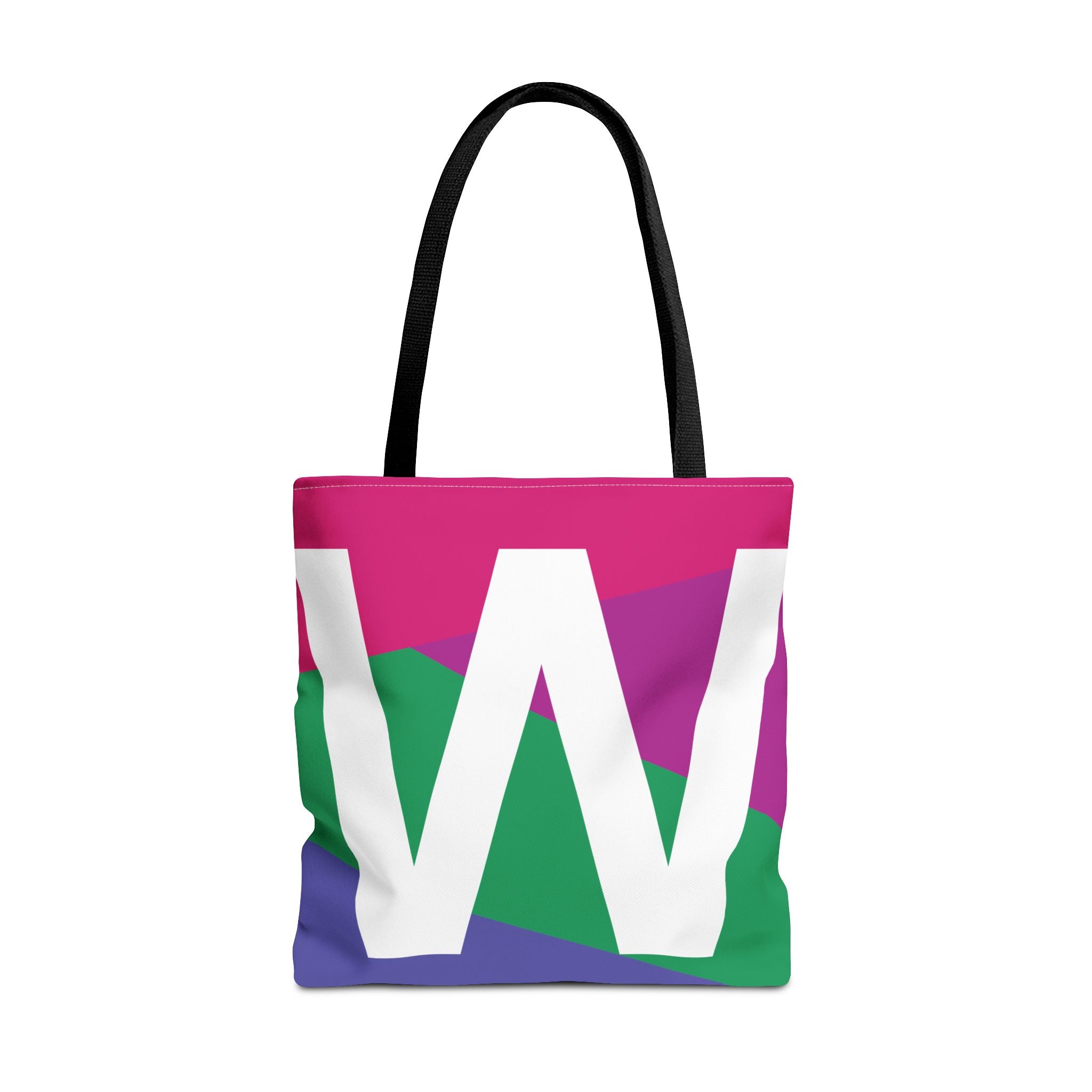 Monogram 'W' Colorblock Tote Bag — Personalized Initial W Shoulder Tote