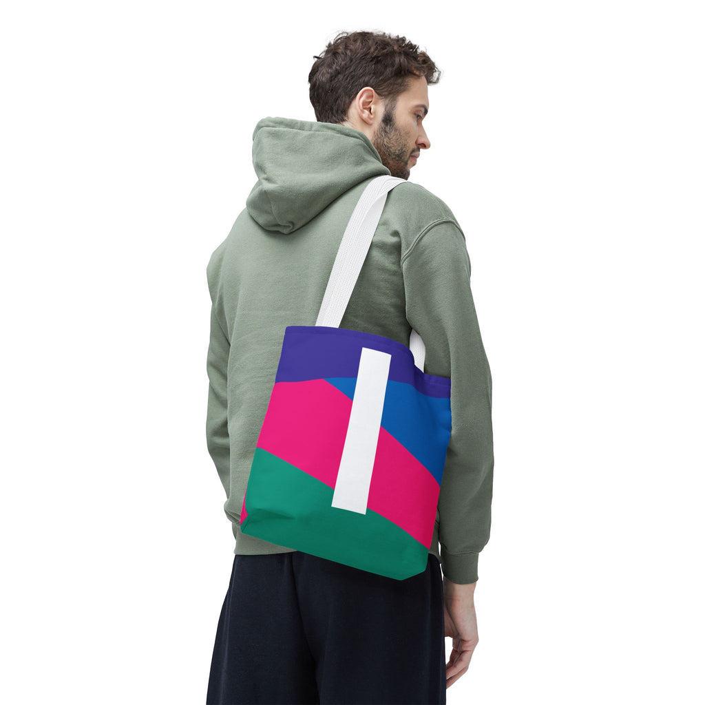 Monogram 'I' Colorblock Tote Bag — Personalized Initial I Shoulder Tote