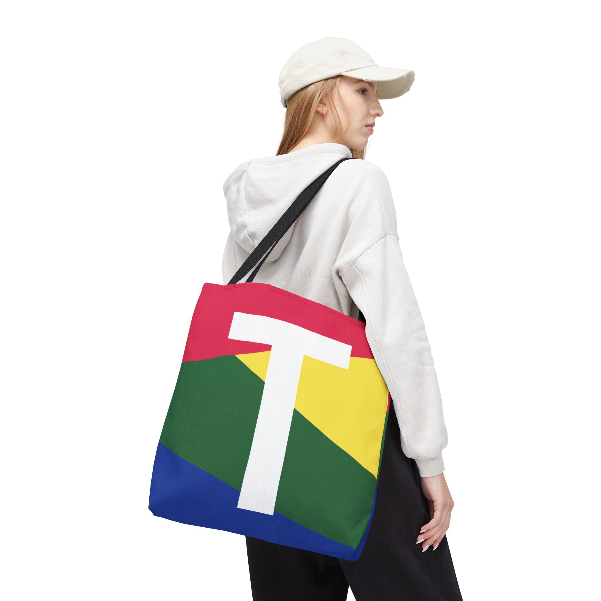 Monogram 'T' Colorblock Tote Bag — Personalized Initial T Shoulder Tote