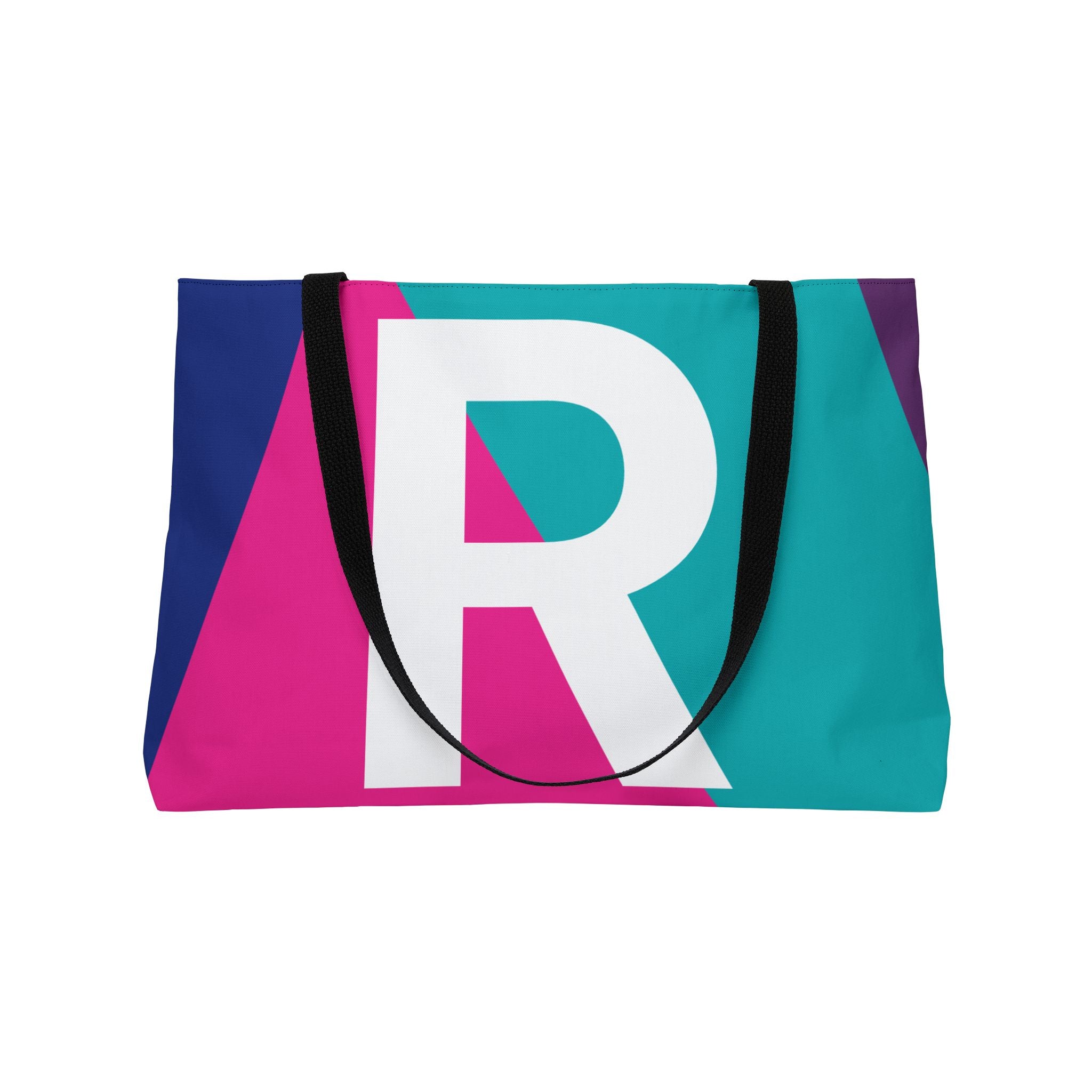 Personalized 'R' Colorblock Tote Bag — Monogram Weekender Tote