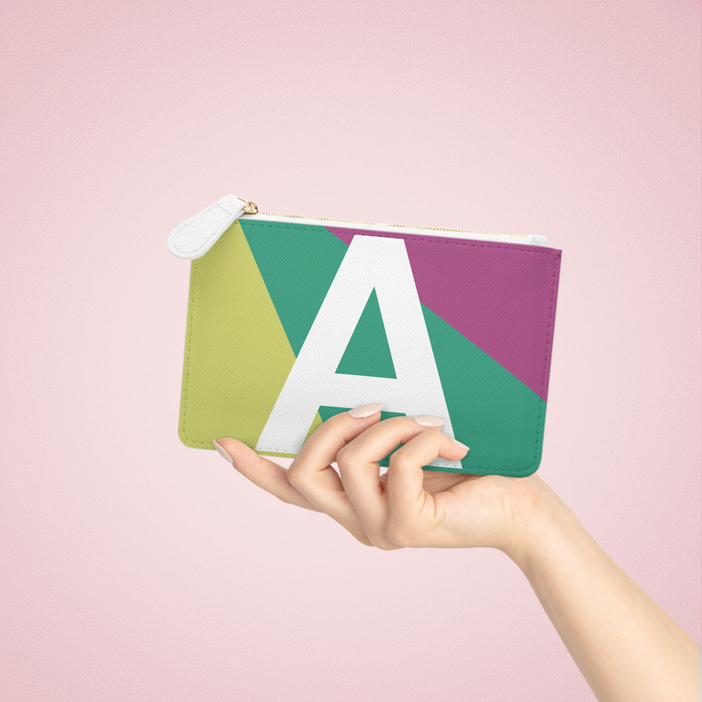 Initial A Mini Clutch — Colorblock Monogram Wristlet Wallet