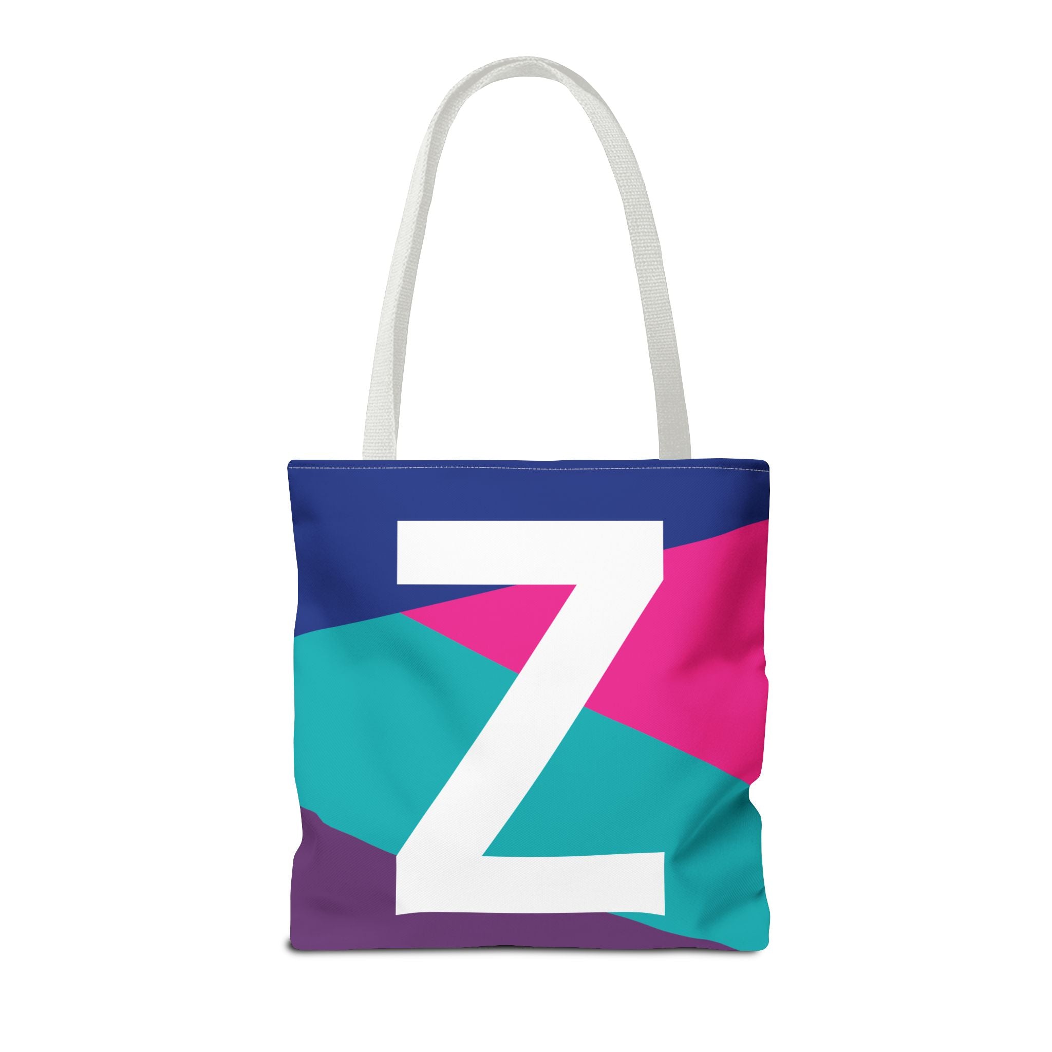 Monogram 'Z' Colorblock Tote Bag — Personalized Initial Z Shoulder Tote