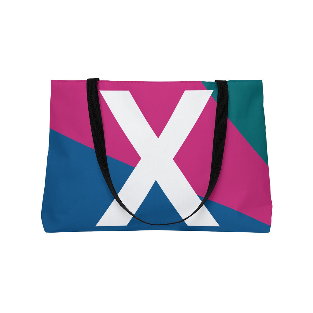 Personalized 'X' Colorblock Tote Bag — Monogram Weekender Tote