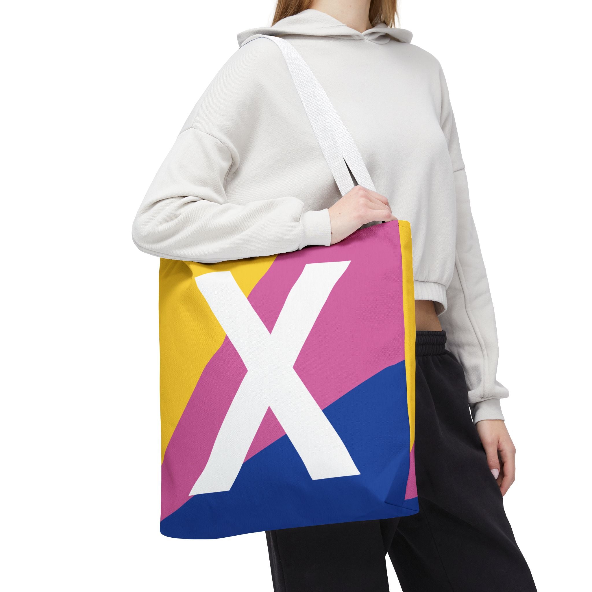 Monogram 'X' Colorblock Tote Bag — Personalized Initial X Shoulder Tote
