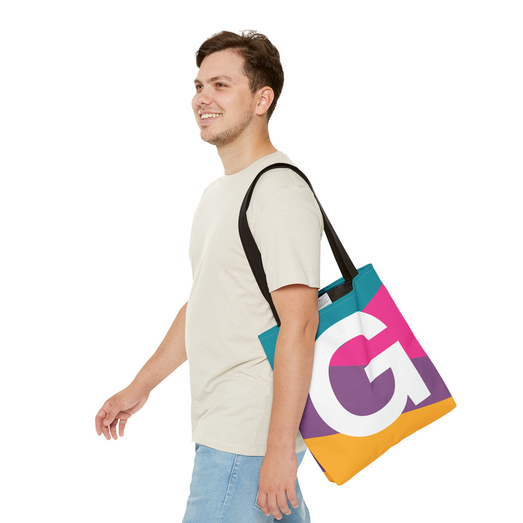 Monogram 'G' Colorblock Tote Bag — Personalized Initial G Shoulder Tote
