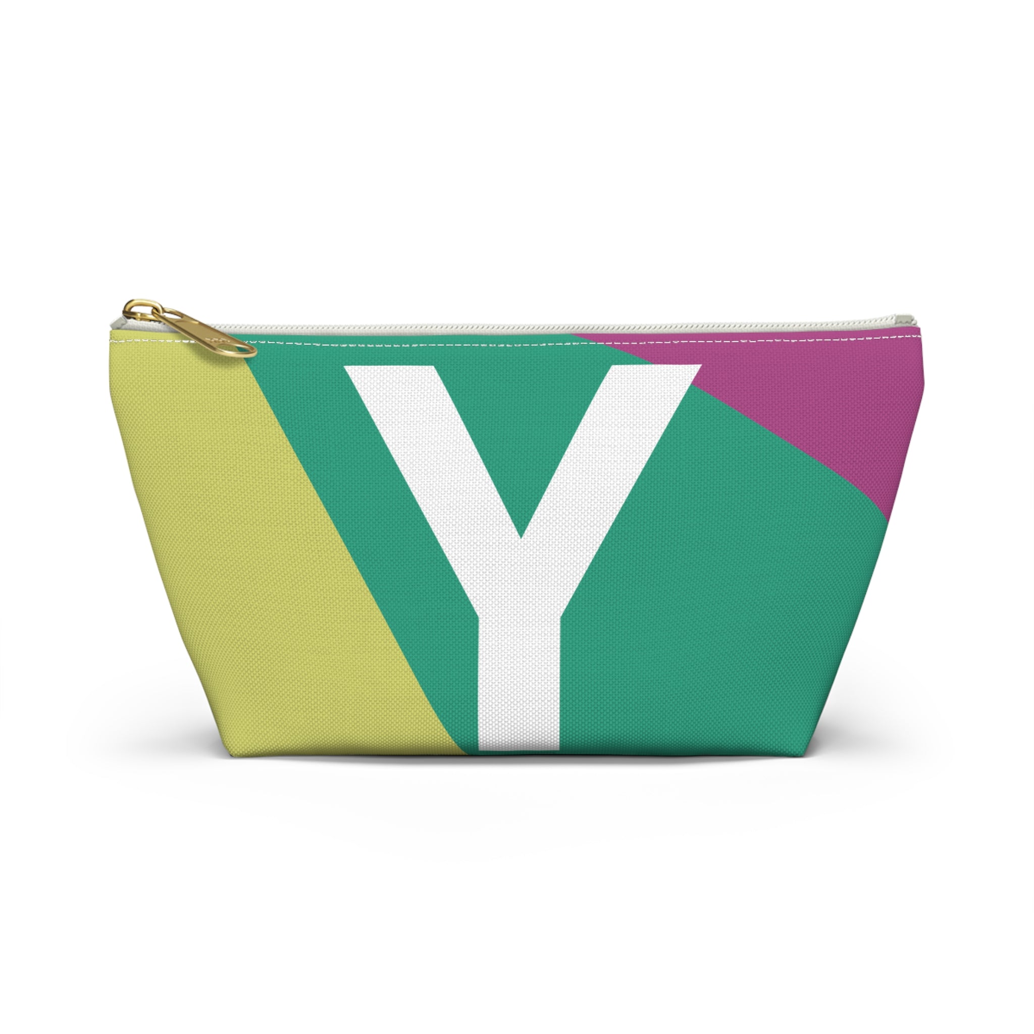 Initials Colorblock Accessory Pouch — Monogram Y T-Bottom Cosmetic Bag