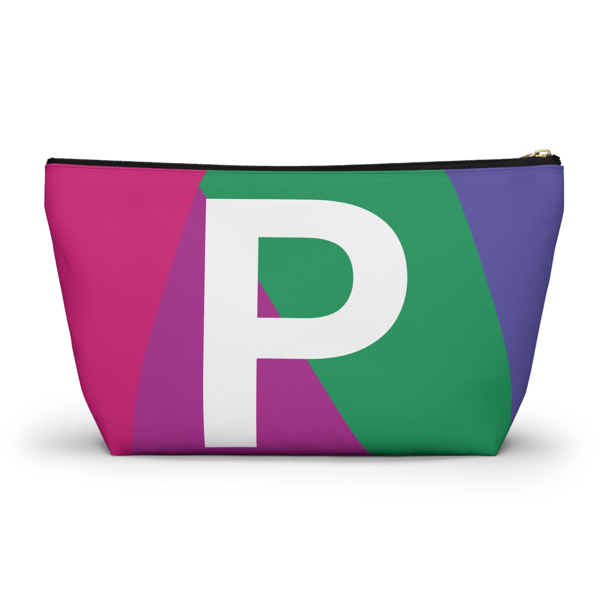 Initials Colorblock Accessory Pouch — Monogram P T-Bottom Cosmetic Bag