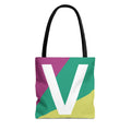 Monogram 'V' Colorblock Tote Bag — Personalized Initial V Shoulder Tote