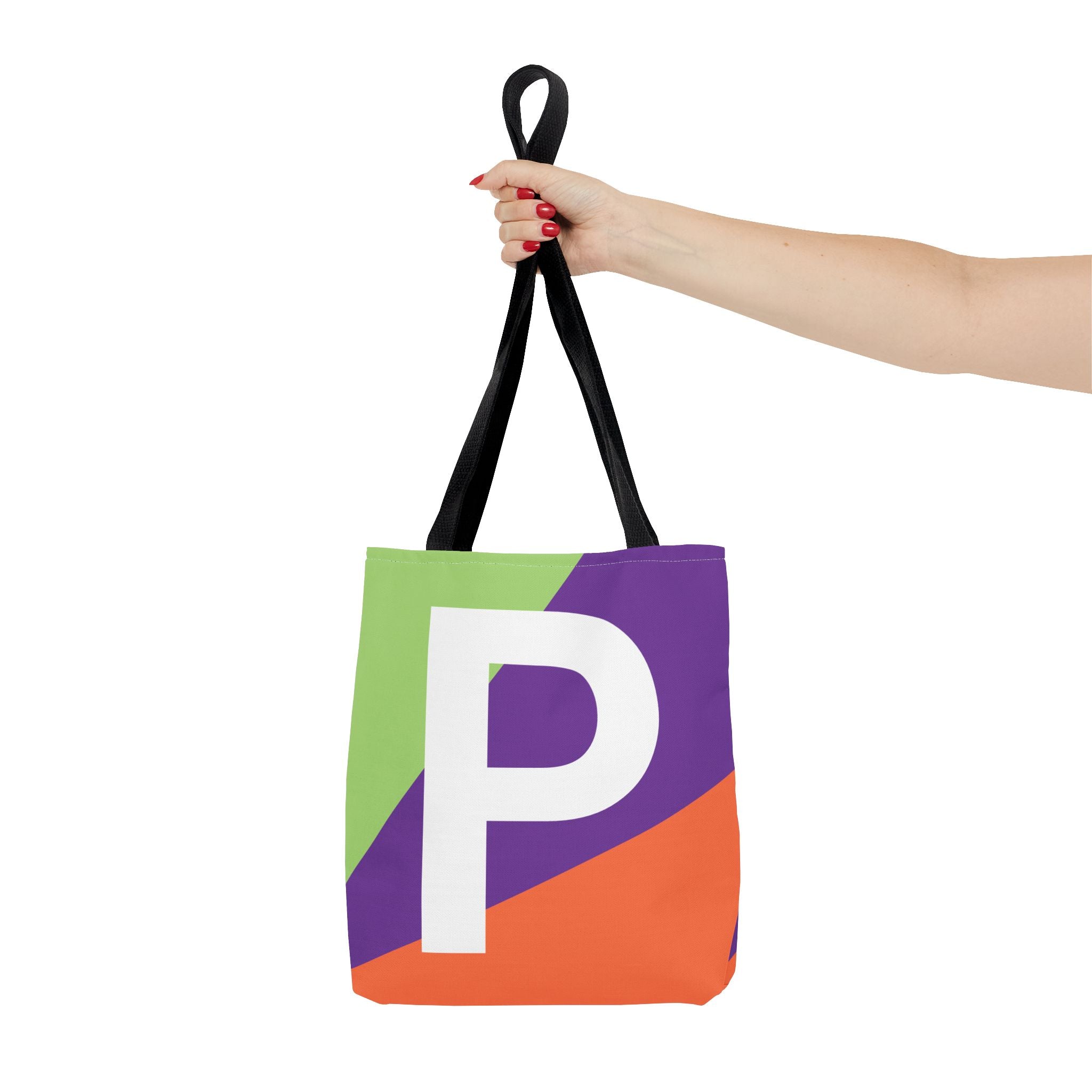 Monogram 'P' Colorblock Tote Bag — Personalized Initial P Shoulder Tote