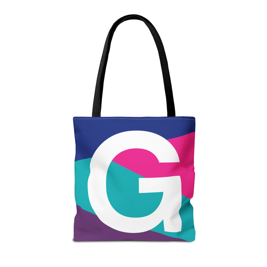 Monogram 'G' Colorblock Tote Bag — Personalized Initial G Shoulder Tote