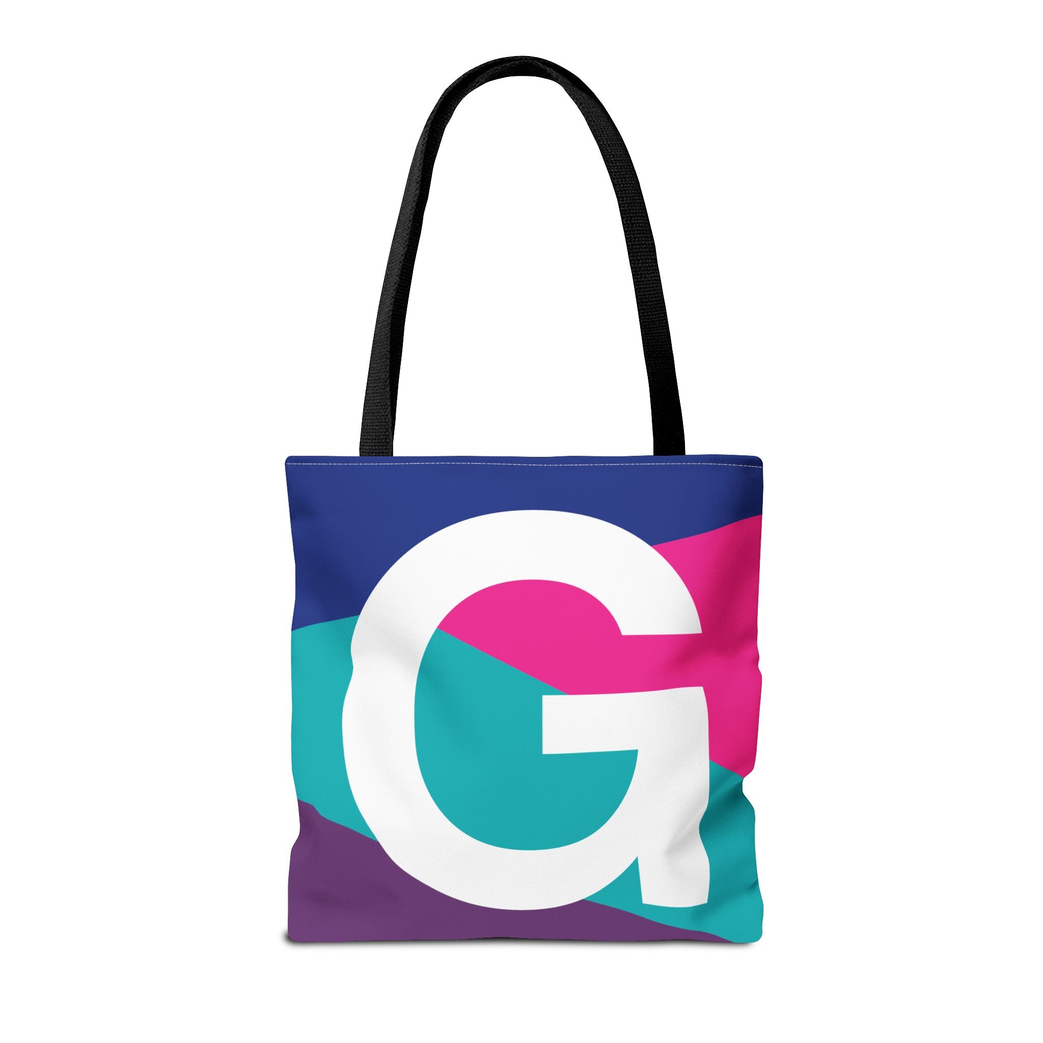 Monogram 'G' Colorblock Tote Bag — Personalized Initial G Shoulder Tote