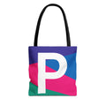 Monogram 'P' Colorblock Tote Bag — Personalized Initial P Shoulder Tote