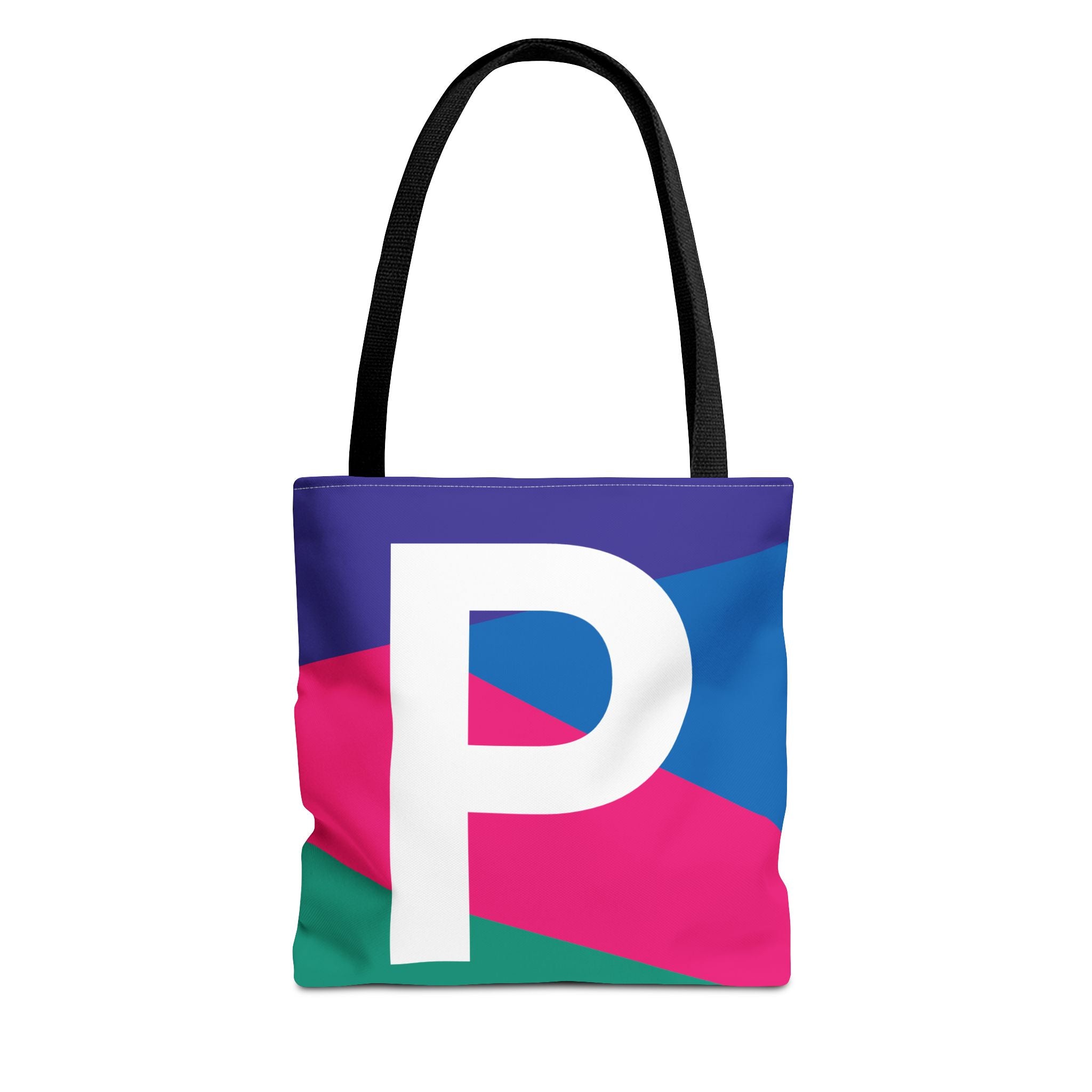Monogram 'P' Colorblock Tote Bag — Personalized Initial P Shoulder Tote
