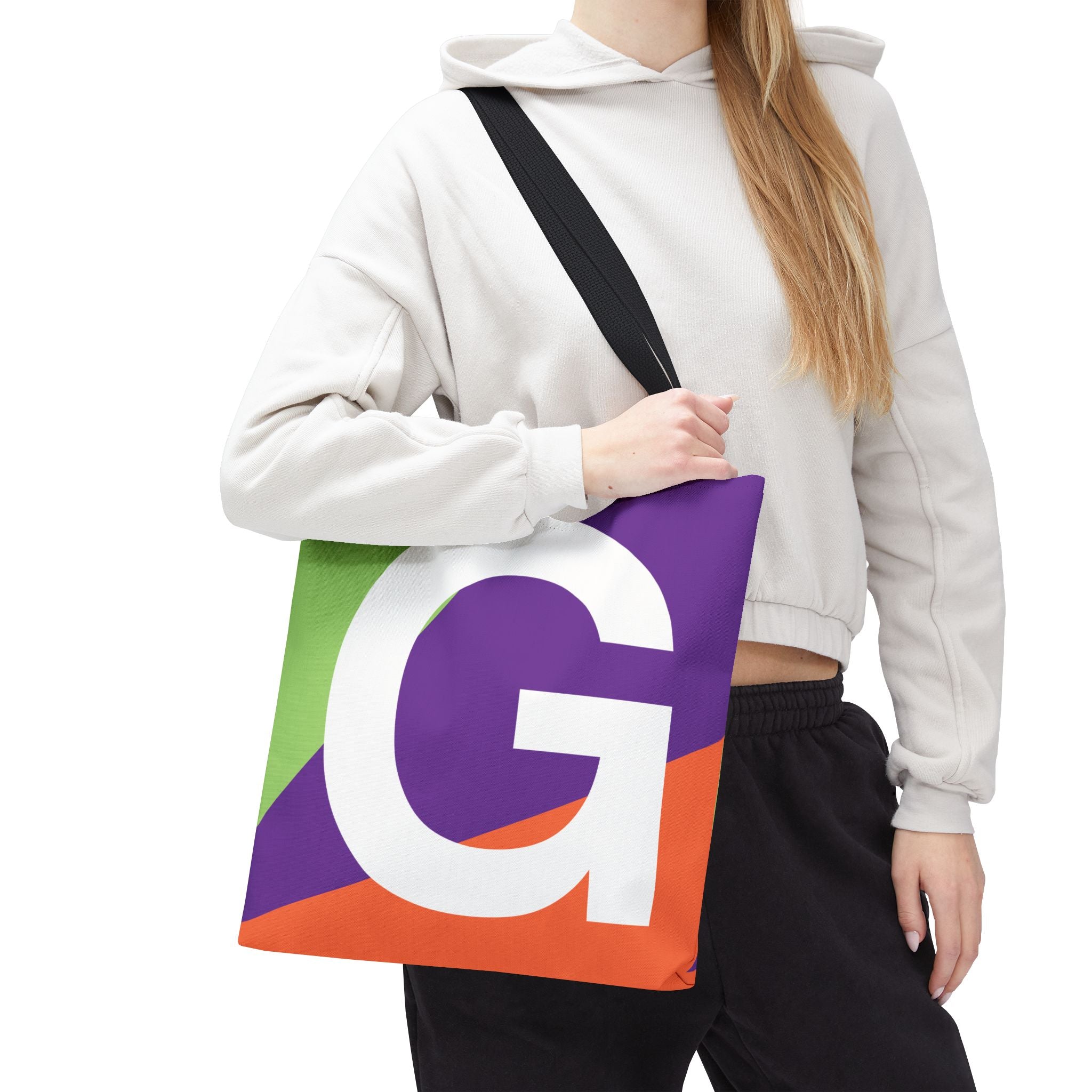 Monogram 'G' Colorblock Tote Bag — Personalized Initial G Shoulder Tote