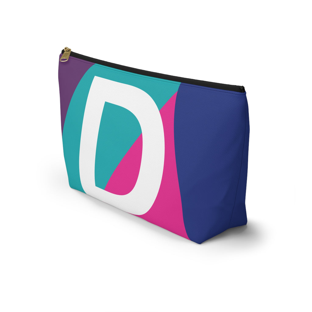 Initials Colorblock Accessory Pouch — Monogram D T-Bottom Cosmetic Bag