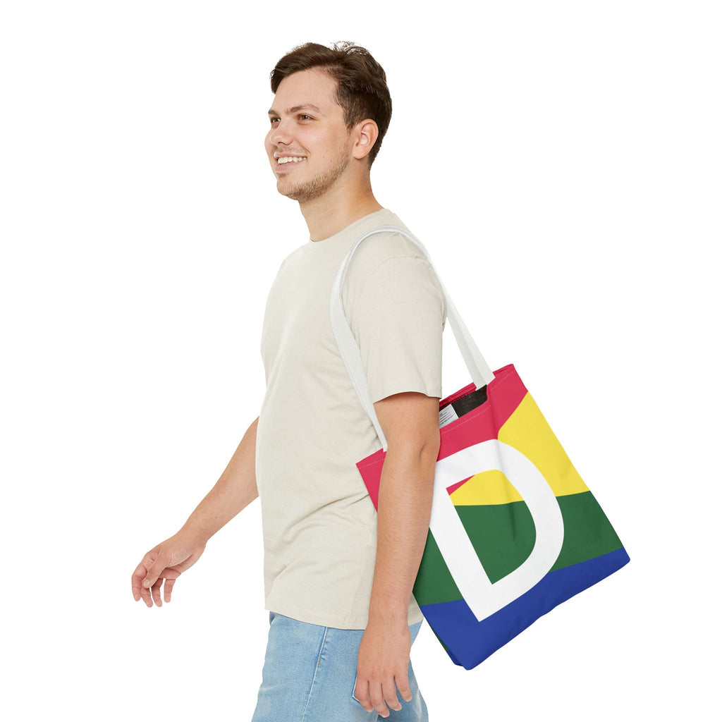Monogram 'D' Colorblock Tote Bag — Personalized Initial D Shoulder Tote