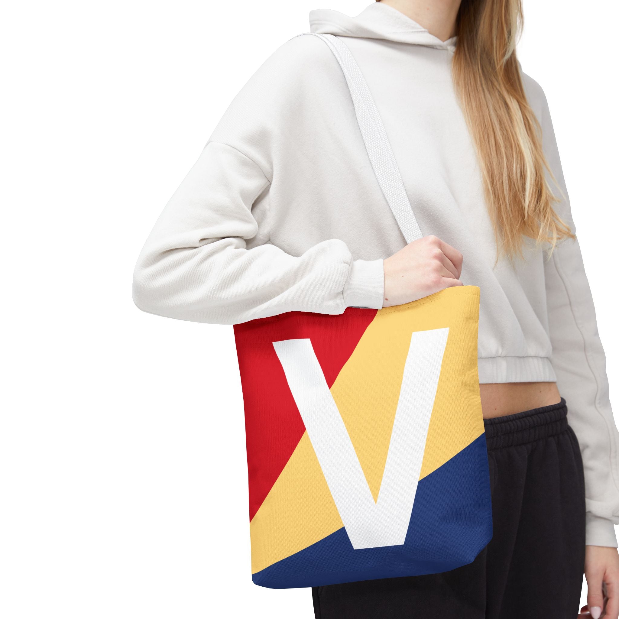 Monogram 'V' Colorblock Tote Bag — Personalized Initial V Shoulder Tote