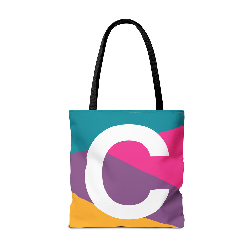Monogram 'C' Colorblock Tote Bag — Personalized Initial C Shoulder Tote