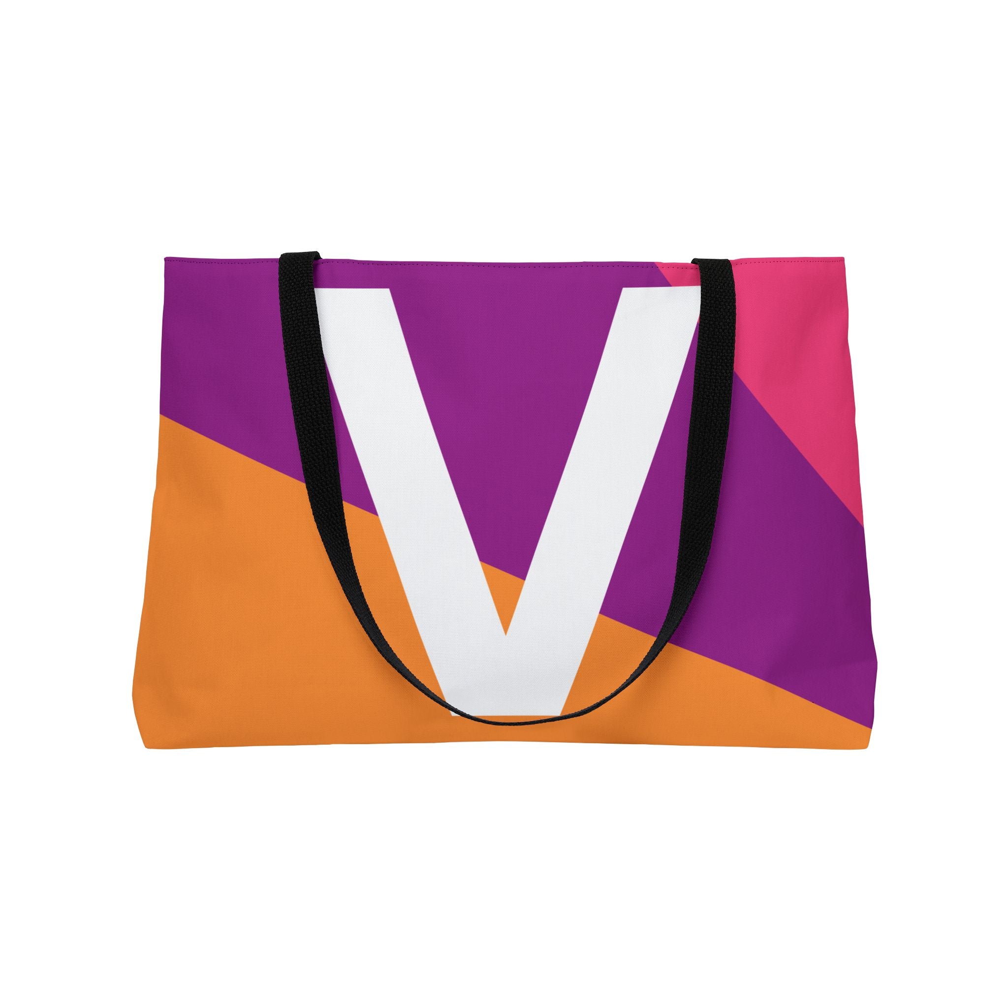 Personalized 'V' Colorblock Tote Bag — Monogram Weekender Tote