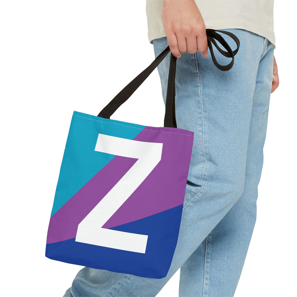 Monogram 'Z' Colorblock Tote Bag — Personalized Initial Z Shoulder Tote