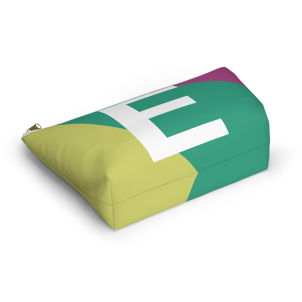 Initials Colorblock Accessory Pouch — Monogram E T-Bottom Cosmetic Bag