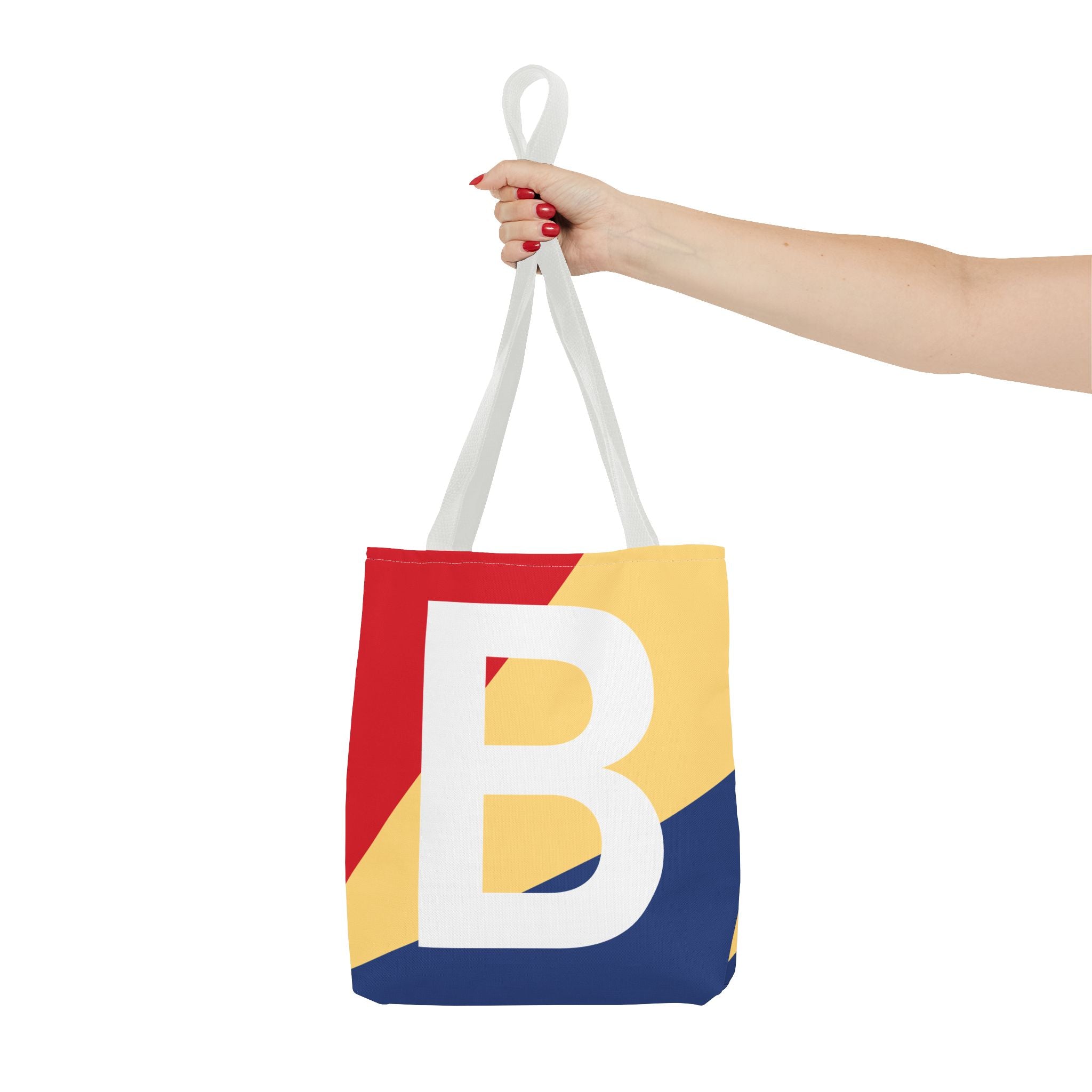 Monogram 'B' Colorblock Tote Bag — Personalized Initial B Shoulder Tote