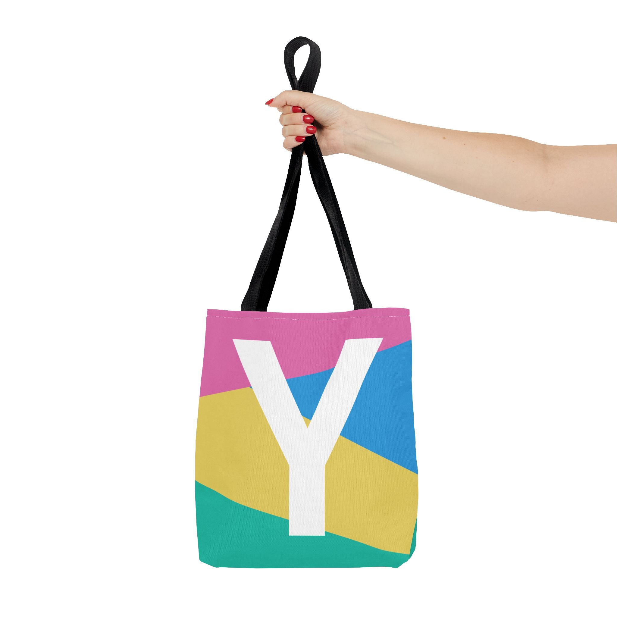 Monogram 'Y' Colorblock Tote Bag — Personalized Initial Y Shoulder Tote