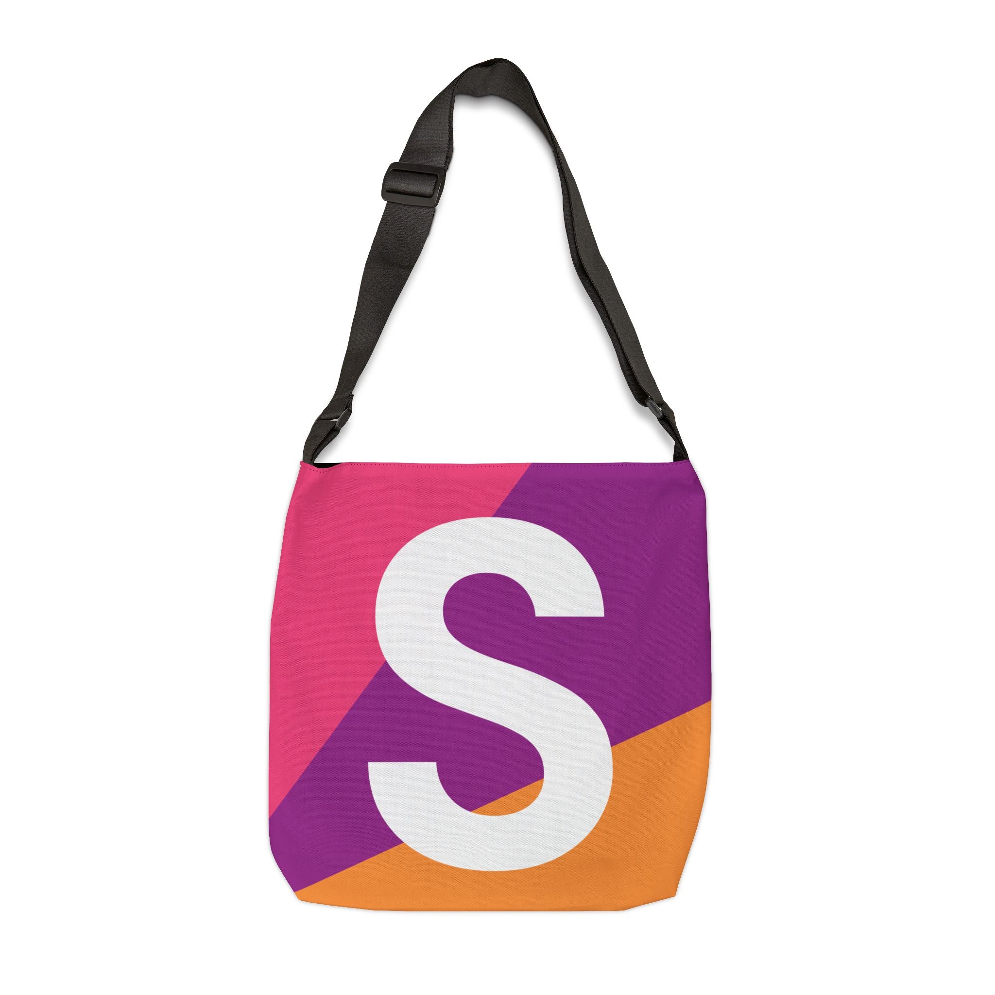 Initial Letter 'S' Colorblock Adjustable Tote Bag — Monogram Alphabet Shoulder Bag