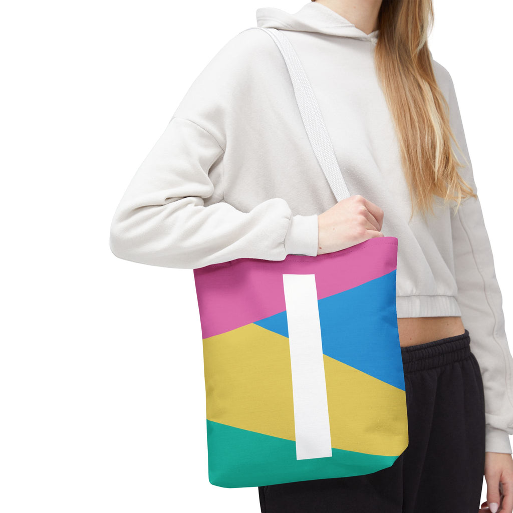 Monogram 'I' Colorblock Tote Bag — Personalized Initial I Shoulder Tote