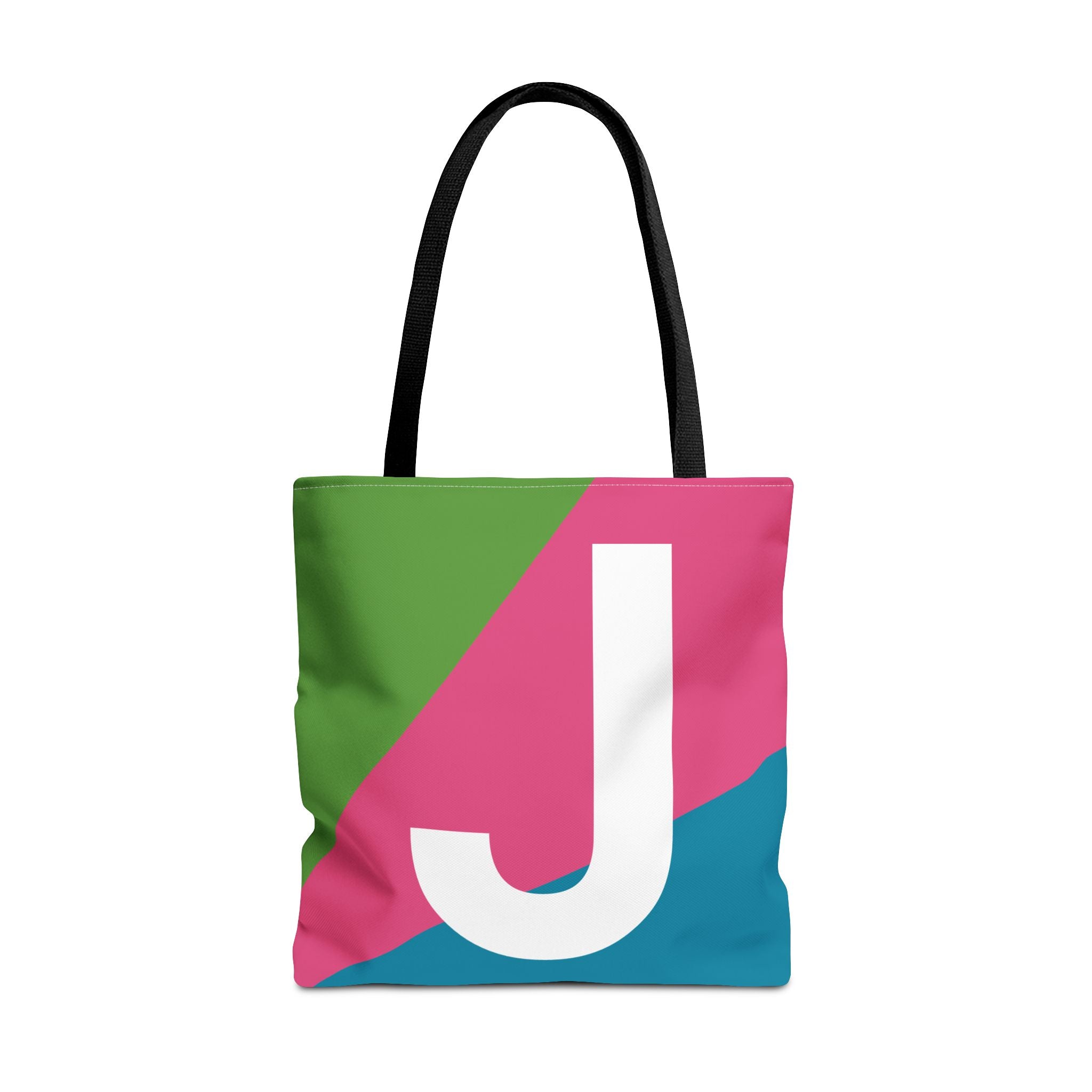 Monogram 'J' Colorblock Tote Bag — Personalized Initial J Shoulder Tote