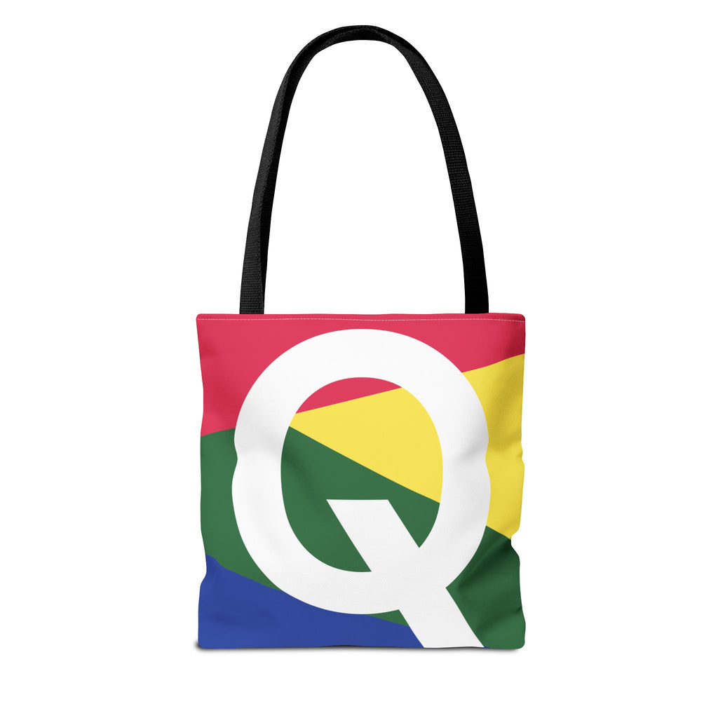 Monogram 'Q' Colorblock Tote Bag — Personalized Initial Q Shoulder Tote