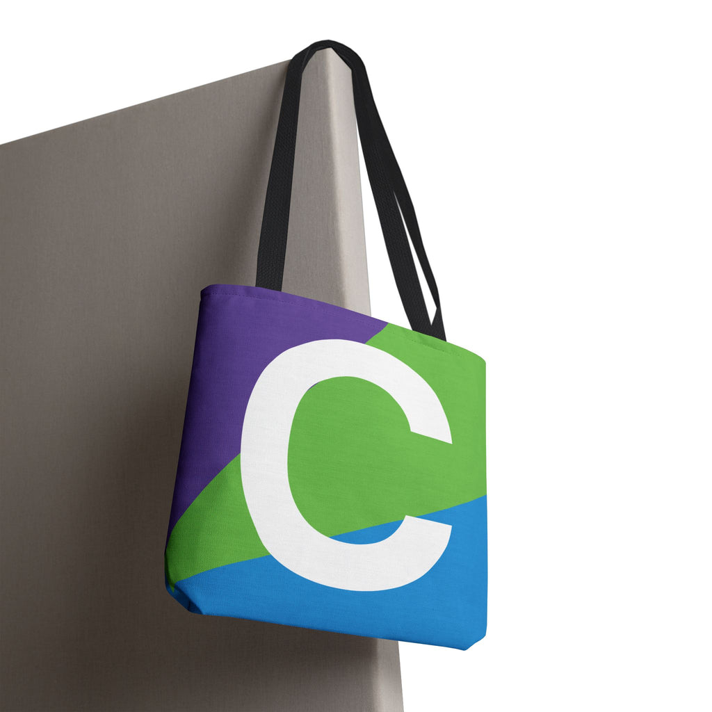 Monogram 'C' Colorblock Tote Bag — Personalized Initial C Shoulder Tote