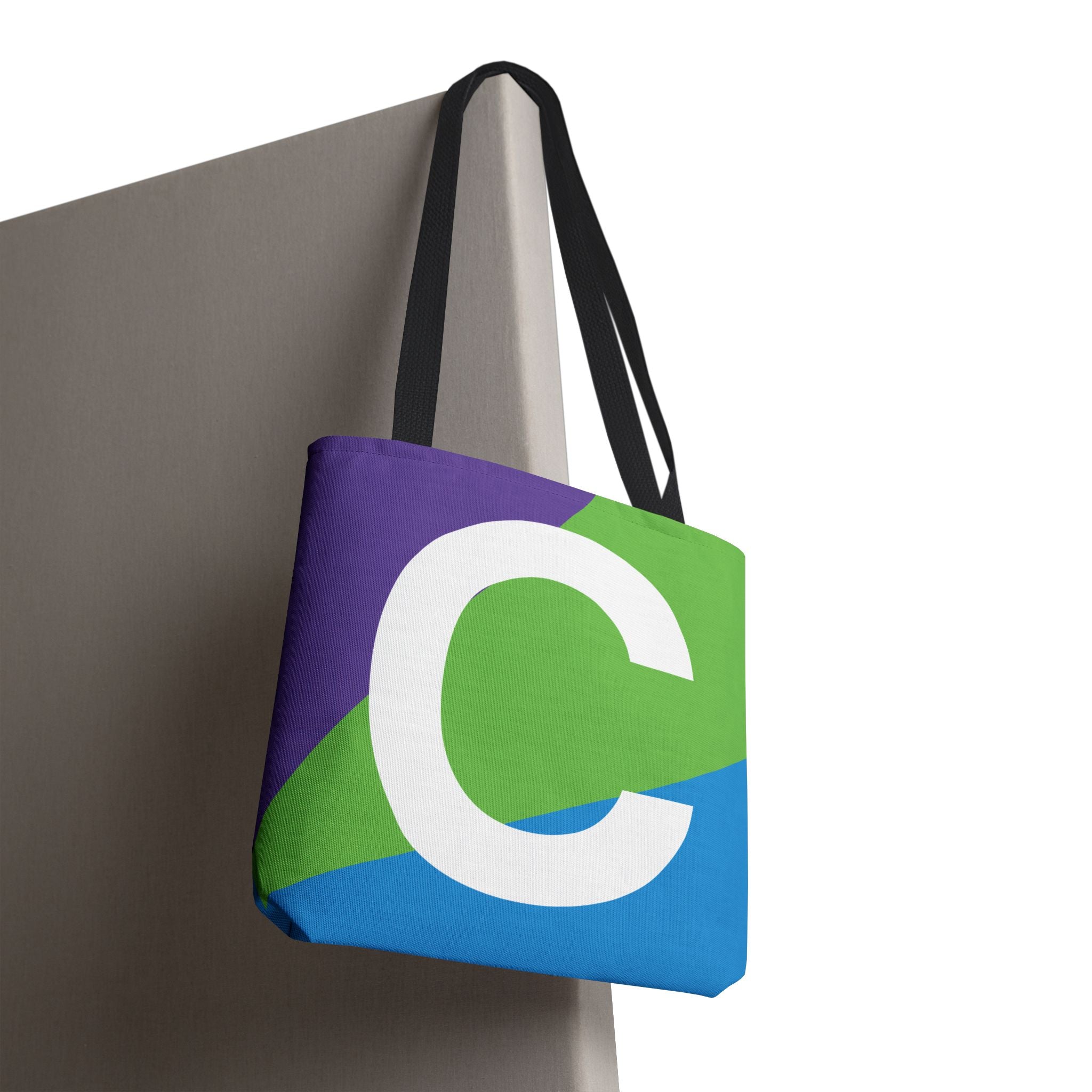 Monogram 'C' Colorblock Tote Bag — Personalized Initial C Shoulder Tote