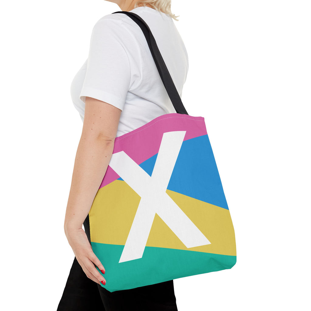 Monogram 'X' Colorblock Tote Bag — Personalized Initial X Shoulder Tote
