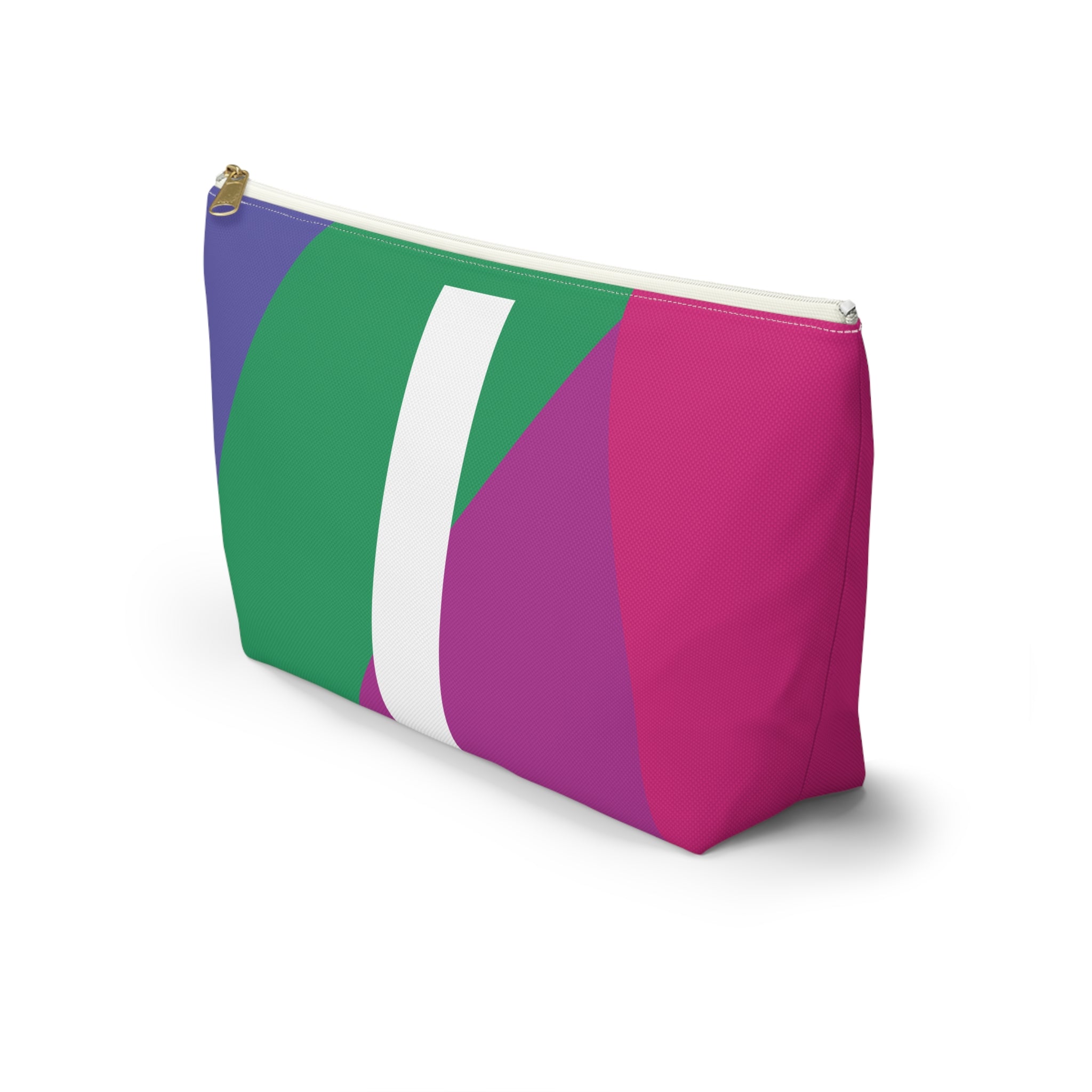 Initials Colorblock Accessory Pouch — Monogram I T-Bottom Cosmetic Bag