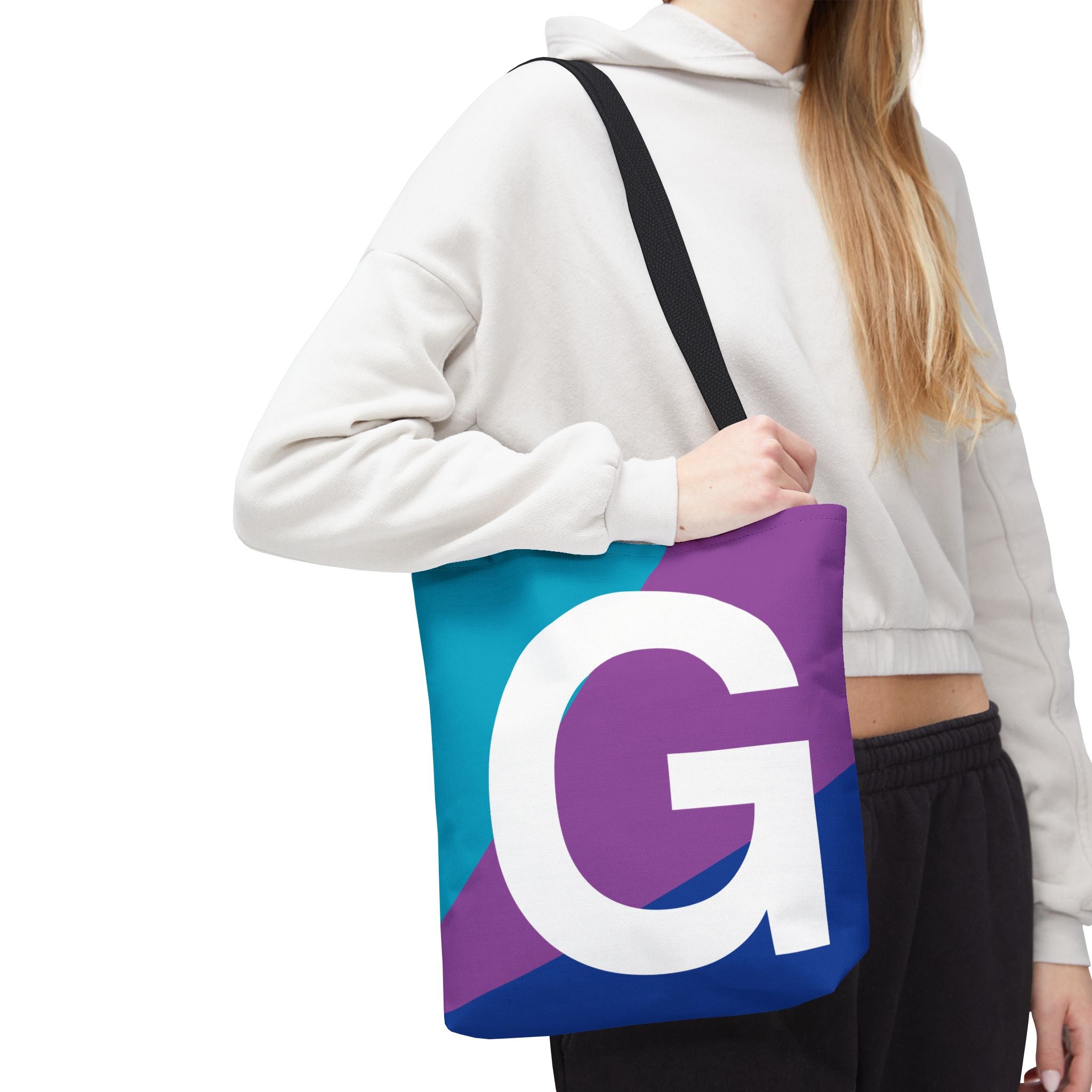 Monogram 'G' Colorblock Tote Bag — Personalized Initial G Shoulder Tote